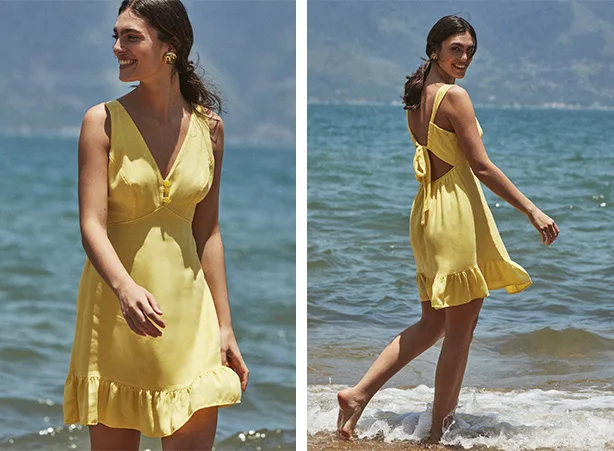 Looks de verão com vestido amarelo