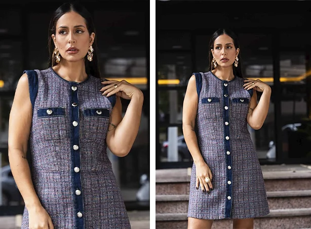 Look com tecido de padronagem xadrez Look com tecido de padronagem xadrez