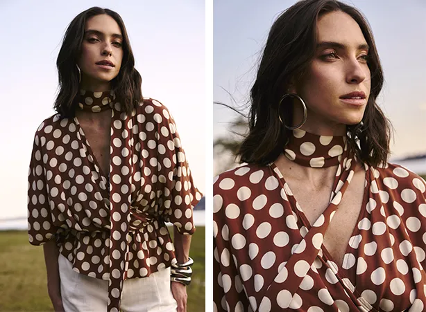 Looks de Ano Novo com blusa de padronagem poá Looks de Ano Novo com blusa de padronagem poá