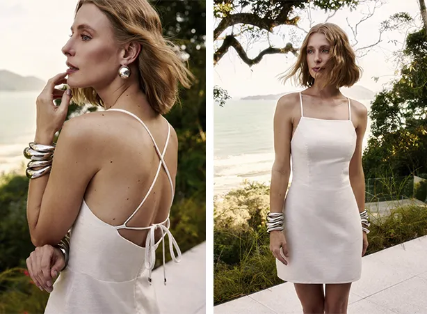 Look de Natal com vestido branco Look de Natal com vestido branco