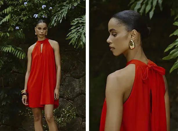 Look com vestido curto vermelho Look com vestido curto vermelho
