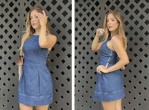 Proposta casual chic com vestido curto jeans Proposta casual chic com vestido curto jeans