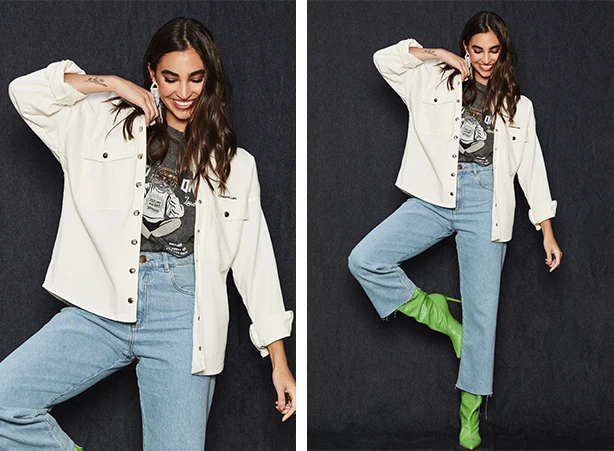 Sobreposição oversized com textura cotelê