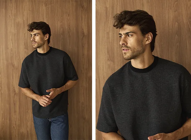 Look masculino estiloso com camiseta oversized preta