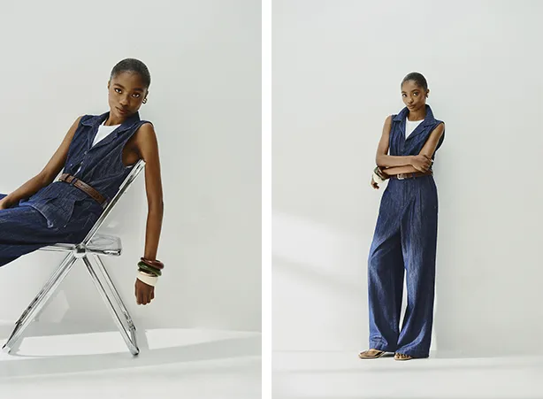 Look all jeans com macacão leve Look all jeans com macacão leve