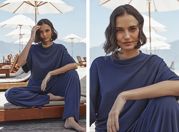 Conjunto casual em azul marinho Conjunto casual em azul marinho