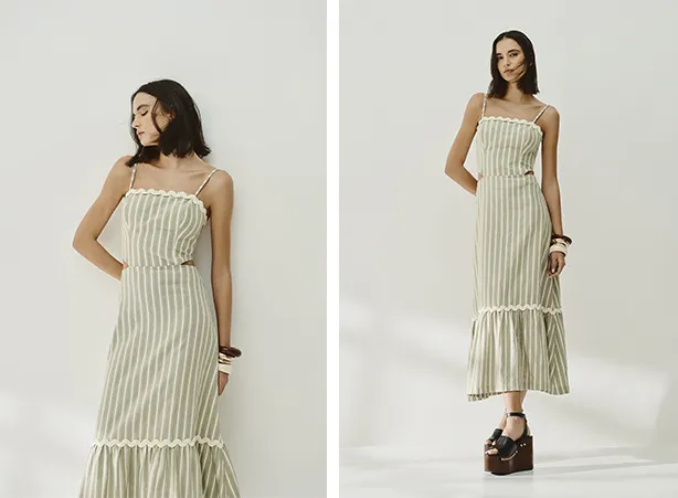 Looks com vestido de verão com listras verticais