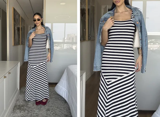 Look casual feminino com estampa listrada