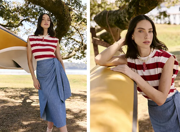 Looks de verão em uma estética navy