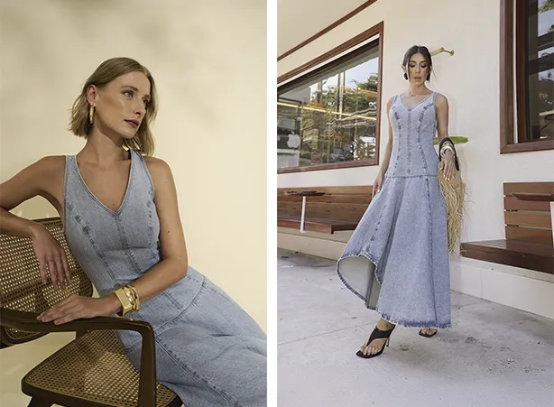 Inspirações de looks com vestido jeans