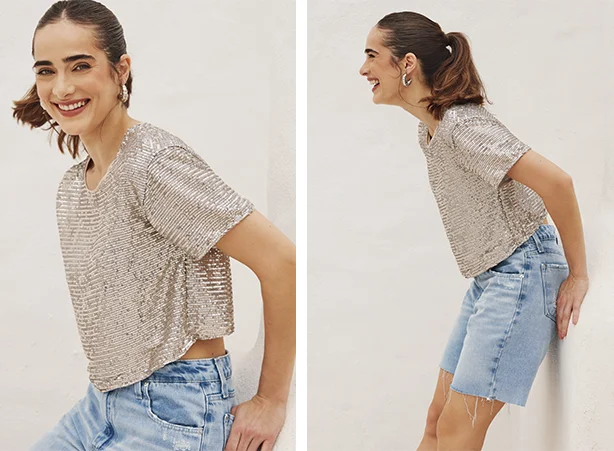 Look com paetê para o Carnaval Look com paetê para o Carnaval