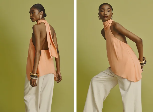 Composição de blusa com calça pantalona