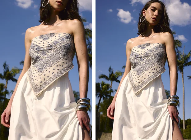 Truque de styling do lenço como blusa