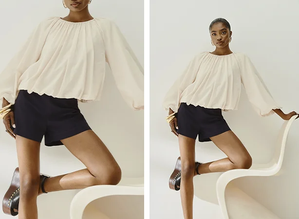 Modelos de blusas balonê com mangas volumosas