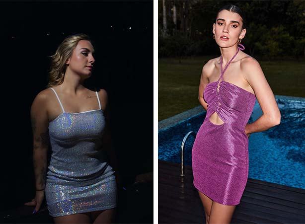 Look Carnaval feminino com vestido curto de brilho Look Carnaval feminino com vestido curto de brilho