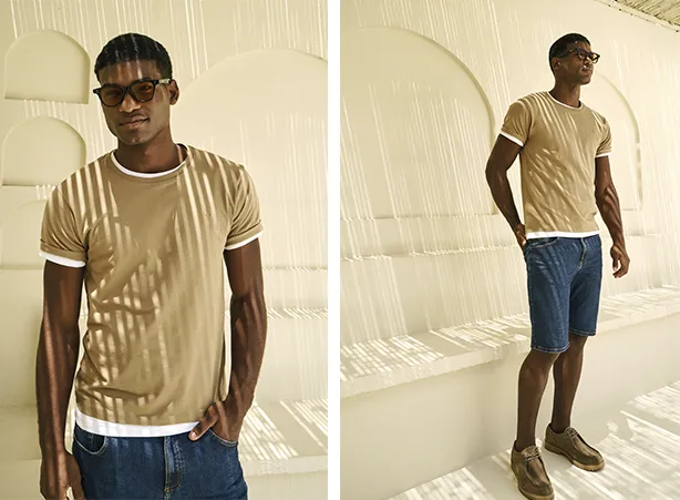 Look masculino com bermuda jeans Look masculino com bermuda jeans