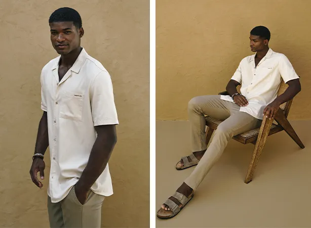 Outfit masculino com camisa de manga curta Outfit masculino com camisa de manga curta