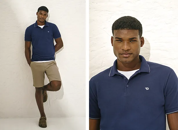 Outfit masculino com polo e bermuda Outfit masculino com polo e bermuda
