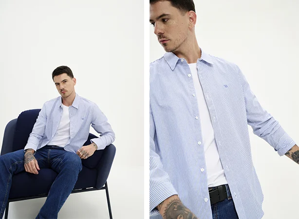 Produção de camisa social com calça jeans