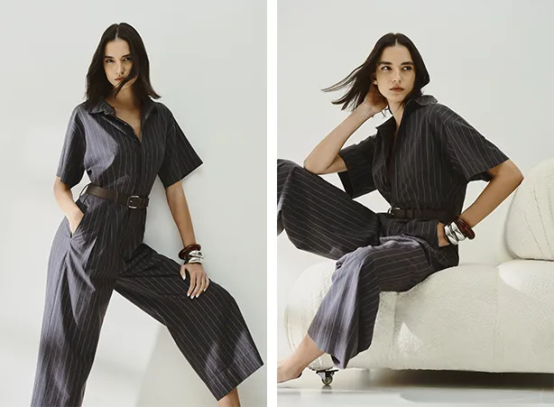 Look feminino com alfaiataria listrada Look feminino com alfaiataria listrada