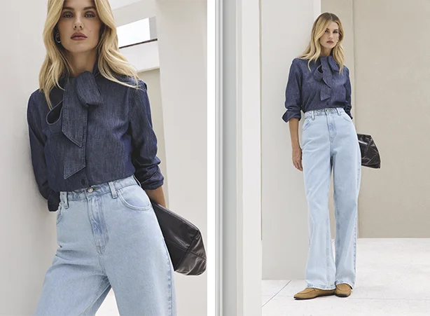 Looks com camisa jeans feminina e calça Looks com camisa jeans feminina e calça