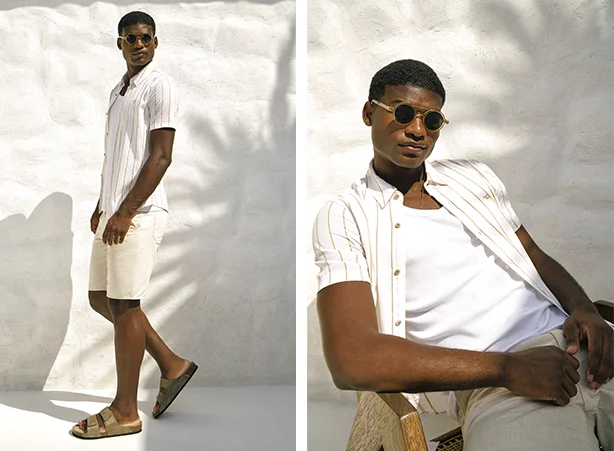 Outfit masculino em tonalidades claras