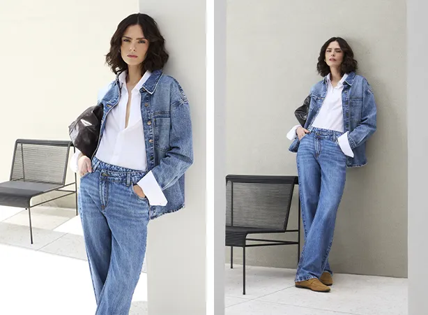 Combo de camisa branca e jeans Combo de camisa branca e jeans