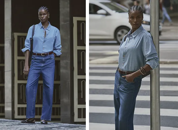 Looks com camisa social feminina azul Looks com camisa social feminina azul