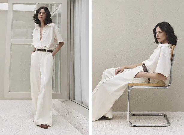 Looks com camisa branca de manga curta e calça pantalona Looks com camisa branca de manga curta e calça pantalona