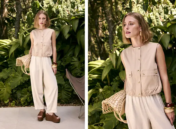 Looks feminino em linho Looks feminino em linho