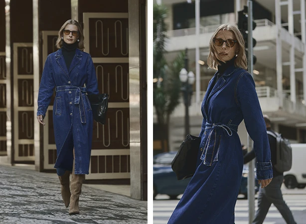 Looks all jeans com trench coat