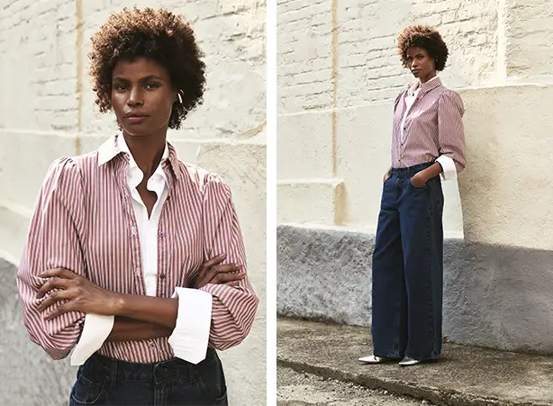 Looks femininos com camisas de estampa listrada Looks femininos com camisas de estampa listrada