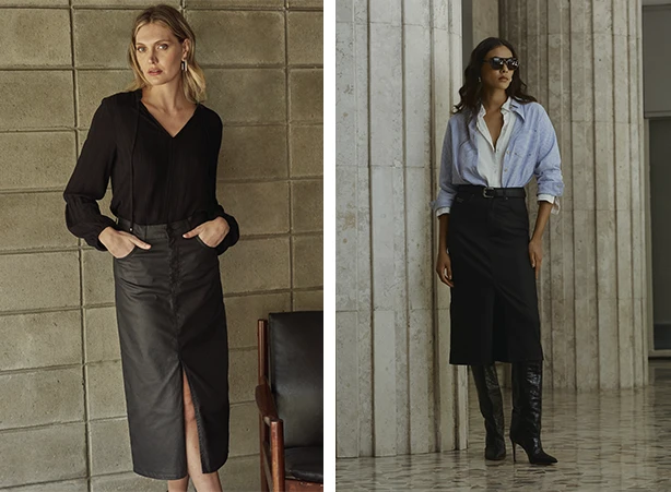 Looks com saia midi