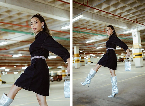 Look com vestido em jeans black