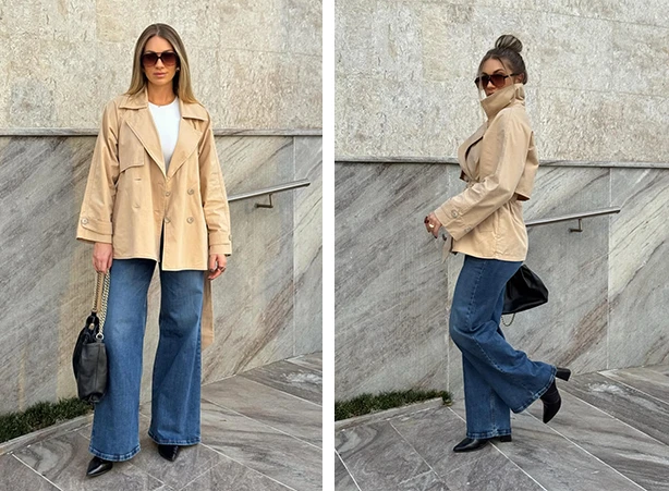 Look com camiseta branca e trench coat Look com camiseta branca e trench coat