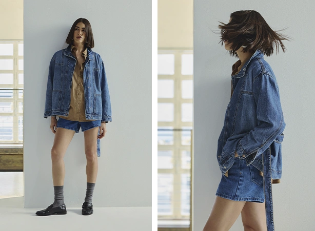 Looks com jaqueta em denim mais oversized e short Looks com jaqueta em denim mais oversized e short