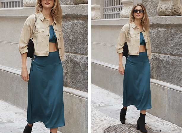 Conjunto de saia midi com cropped Conjunto de saia midi com cropped