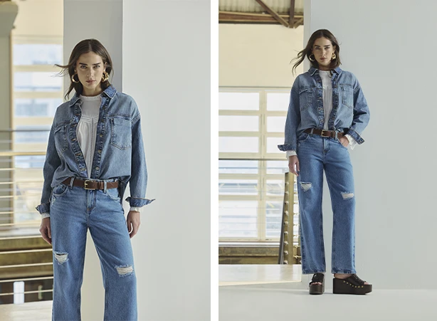 Conjunto feminino com detalhes destroyed Conjunto feminino com detalhes destroyed