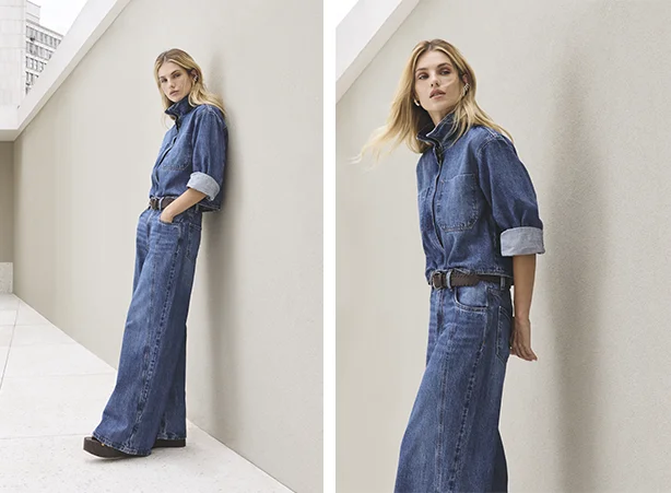 Look feminino com calça pantalona jeans Look feminino com calça pantalona jeans
