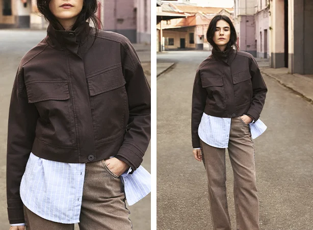 Como usar camisa feminina como uma camada mais longa que a jaqueta