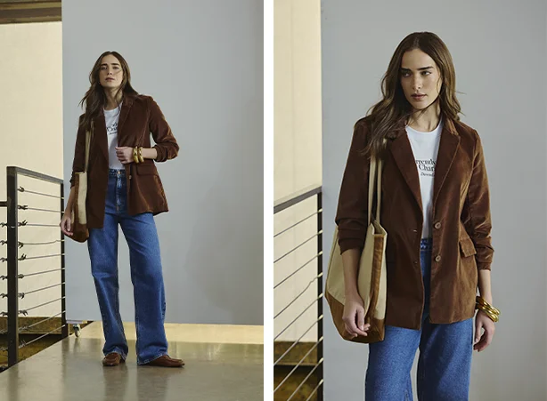 Looks com calça em modelagem reta e blazer Looks com calça em modelagem reta e blazer