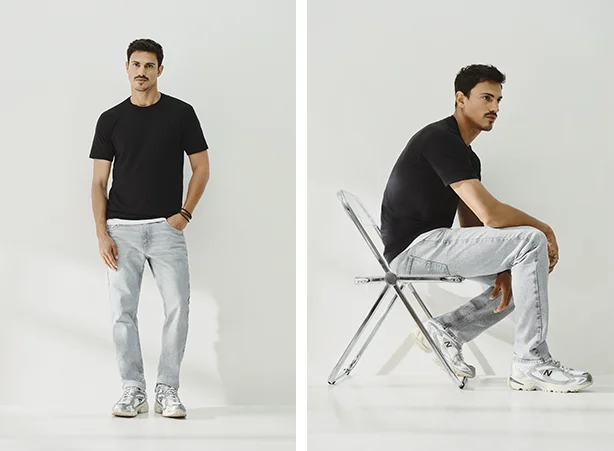 Calça jeans na moda: modelo skinny masculino Calça jeans na moda: modelo skinny masculino