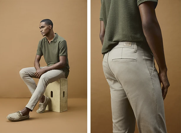 Look com calça bege masculina para o dia dos pais Look com calça bege masculina para o dia dos pais