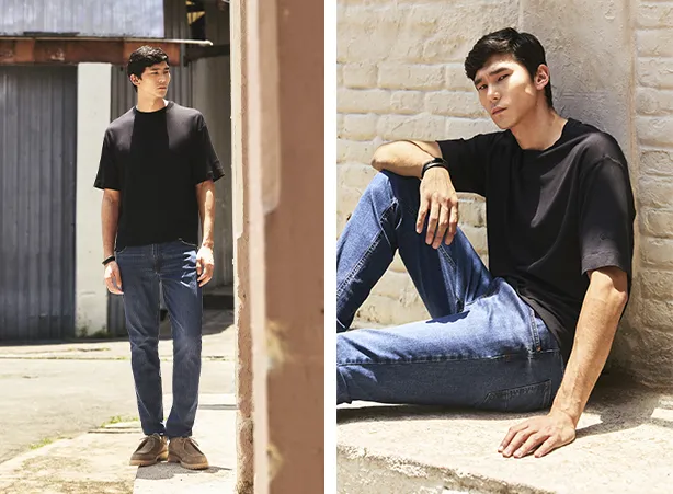 duo de camiseta preta e calça jeans de presente para o Dia dos Pais duo de camiseta preta e calça jeans de presente para o Dia dos Pais
