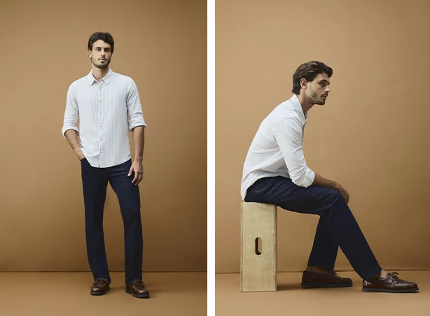 Looks masculinos para o dia dos pais com camisa e calça Looks masculinos para o dia dos pais com camisa e calça