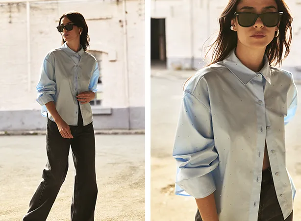 Como usar camisa feminina com aplicações de cristais termocolantes