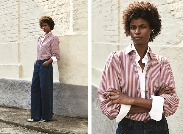Como usar camisa feminina listrada e calça jeans