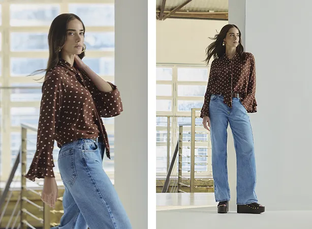 Composições de camisa com calça jeans feminina