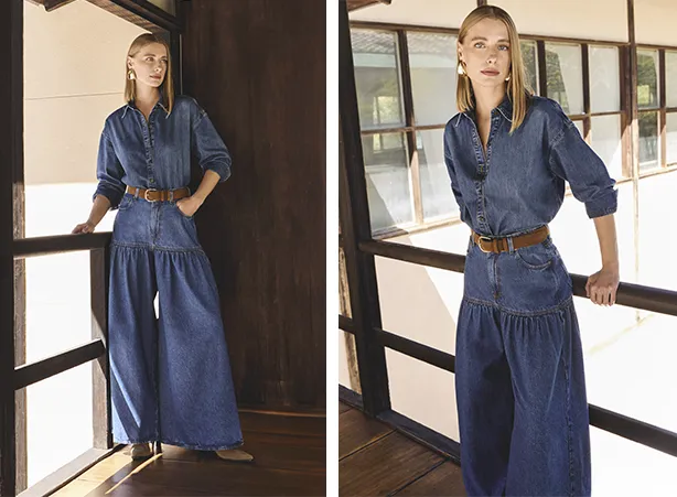 Proposta all denim com calça jeans e camisa